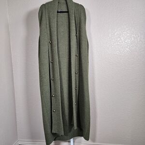 Olive Green Sleeveless Knit Cardigan